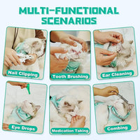 Supet Cat Grooming Hammock, Self-Adherent Cat Wrap for Cutting Nails, Anti-Escape Calming Wrap for Medicine, Nail Clipping, Teeth Brushing, Ear Cleaning