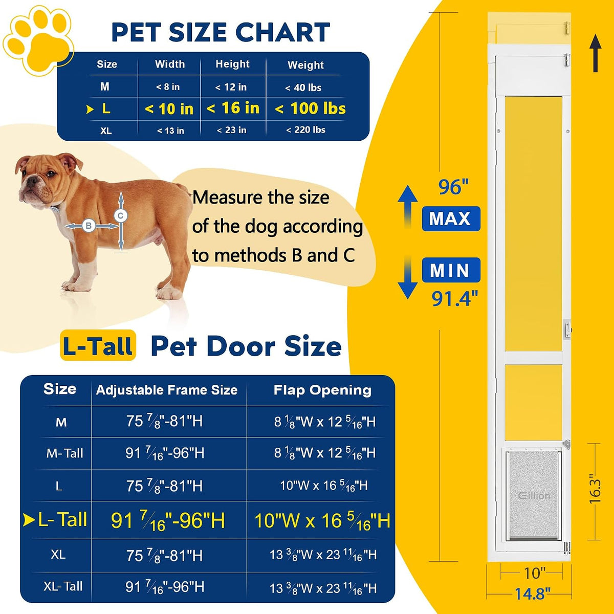 Large Dog Door for Sliding Glass Door - 96" Sliding Door / Large - 1 Flap - image 2