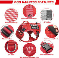 WINSEE Service Dog in Training Mesh Harness with 10 Removale Pet - Large / Red - image 4
