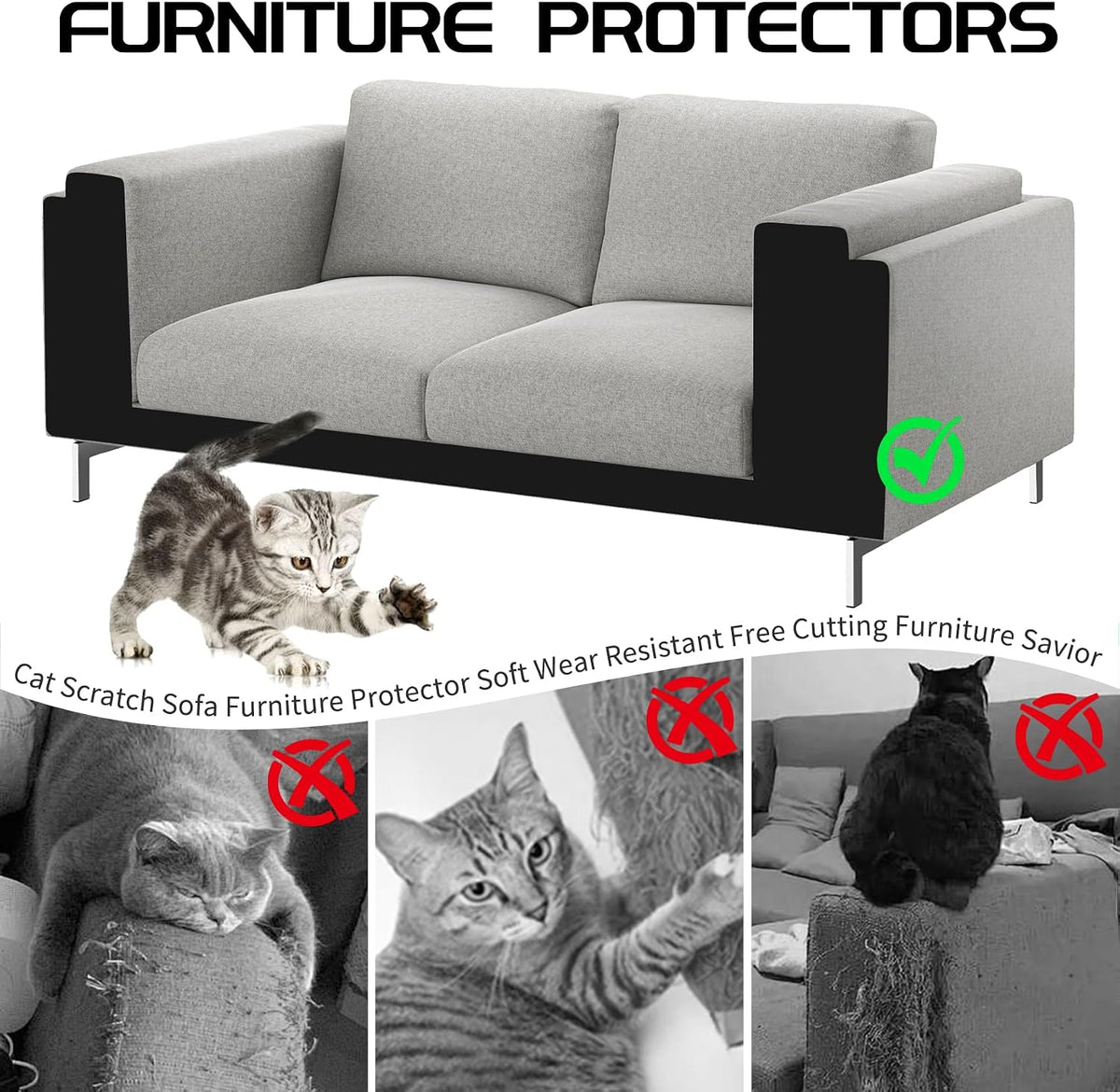 2 Pcs Self-Adhesive Cat Scratch Mat - Black - image 3