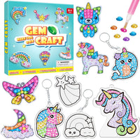 WAHFNG diamond art kit for kids with gem stickers, keychains and suncatchers