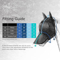 Harrison Howard CareMaster Horse Fly Mask Half Face with Ears Silver/Blue Retro Medium Cob