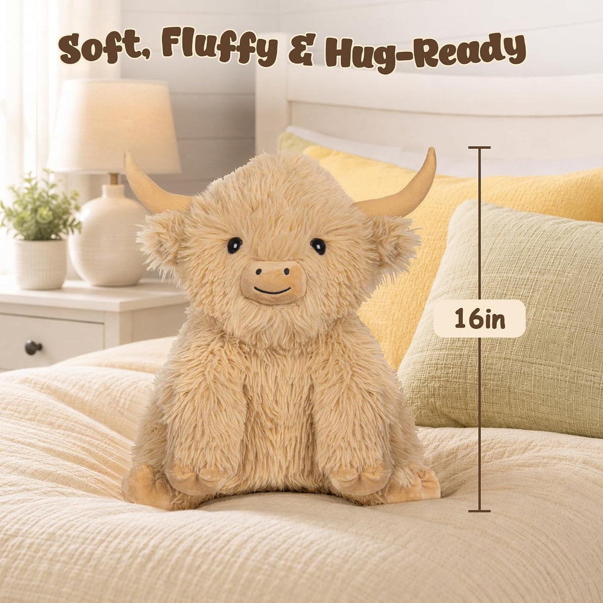 Wepop 5lbs Highland Cow Weighted Stuffed Animals 22in Giant Highland - Highland Cow-kqz - image 4