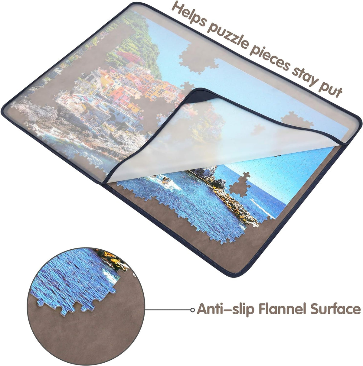 Tektalk Jigsaw Puzzle Board Portable Puzzle Mat, Gray – Fun for Kids & Family - image 4