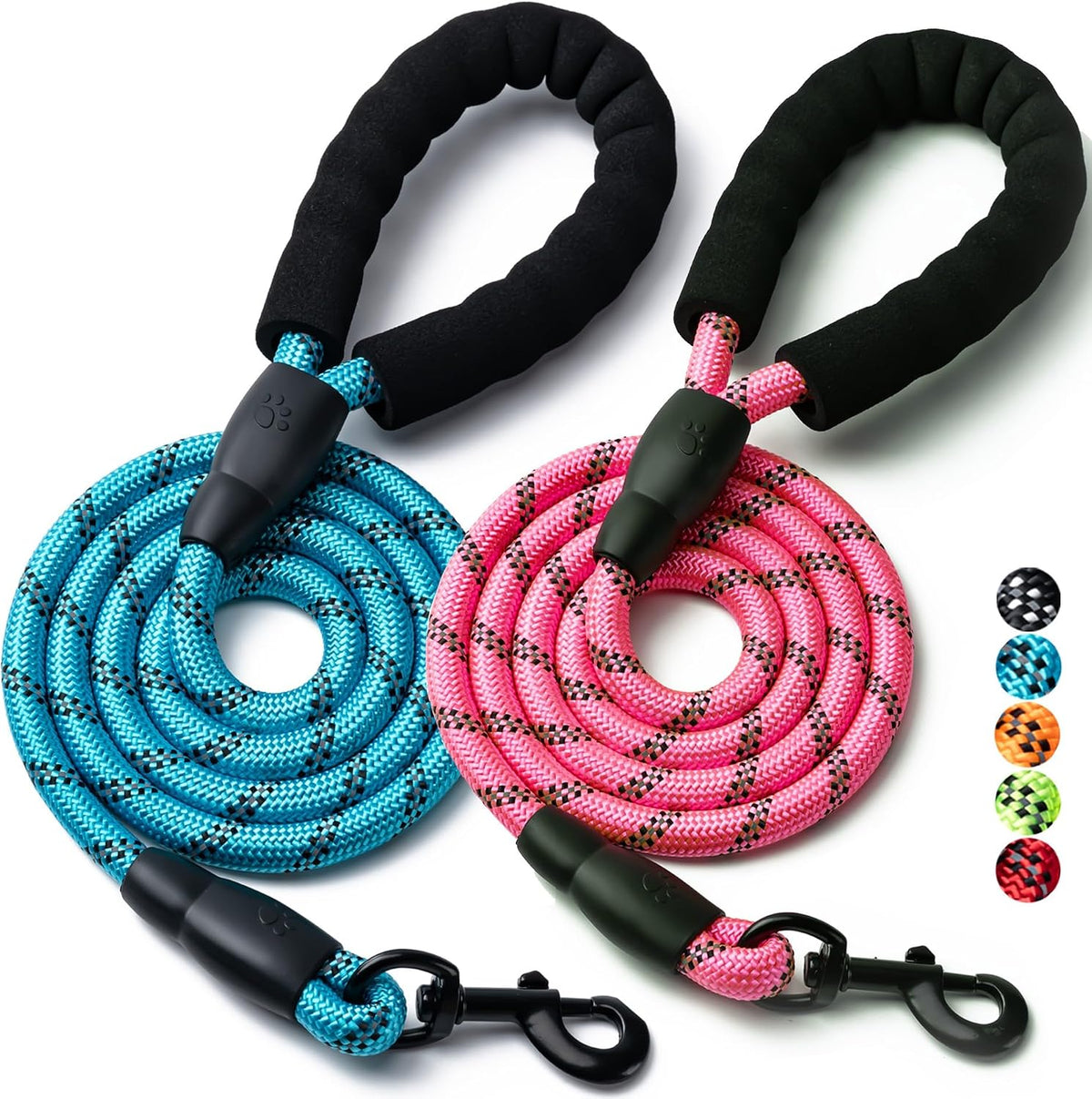 2 Pack Dog Leash, Heavy Duty Nylon Rope Pet Leashes – Essentials for Dogs - 3/8"x 4 FT (0~20 lbs.) / 2PCS-Blue+Pink