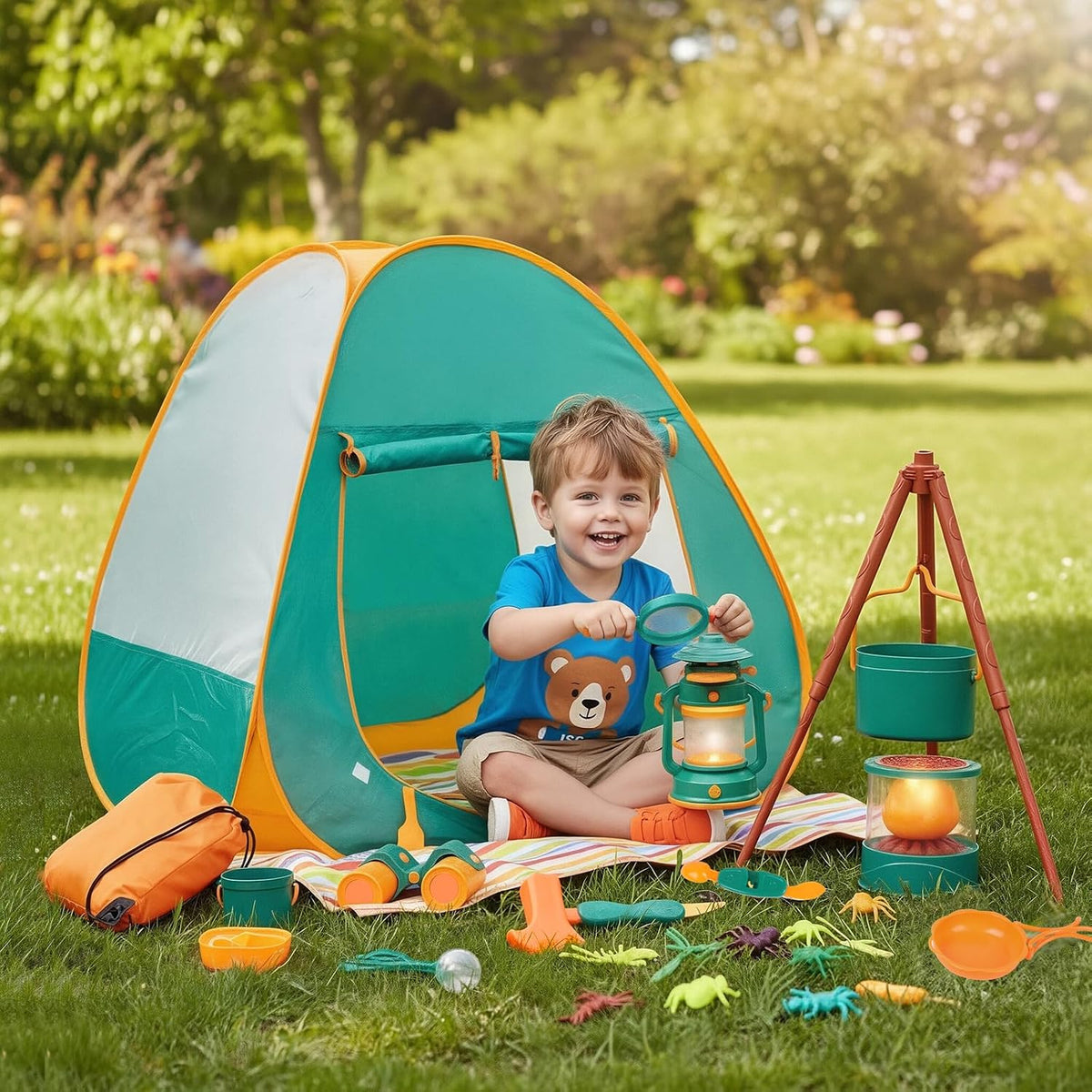Meland Camping Play Set for Children 3-6 - Green - image 2