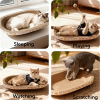 3 Pack Cat Scratcher Bed, Oval Cardboard Cat Scratcher Cat Scratch Pad Board Lounge Couch - image 2