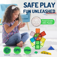 EchoPlan Magnetic Tiles,130PCS Magnetic Blocks with 2 Cars for Kids – Fun for Kids & Family - 68PCS - image 3