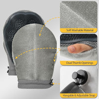 HEYWEAN Double Sided Pet Hair Removal Gloves Brush Reusable Dog Cat Electrostatic Hair Remover with Silicone Brush for Bathing Grooming Glove Tool 1 Pcs (PetHair-R1)