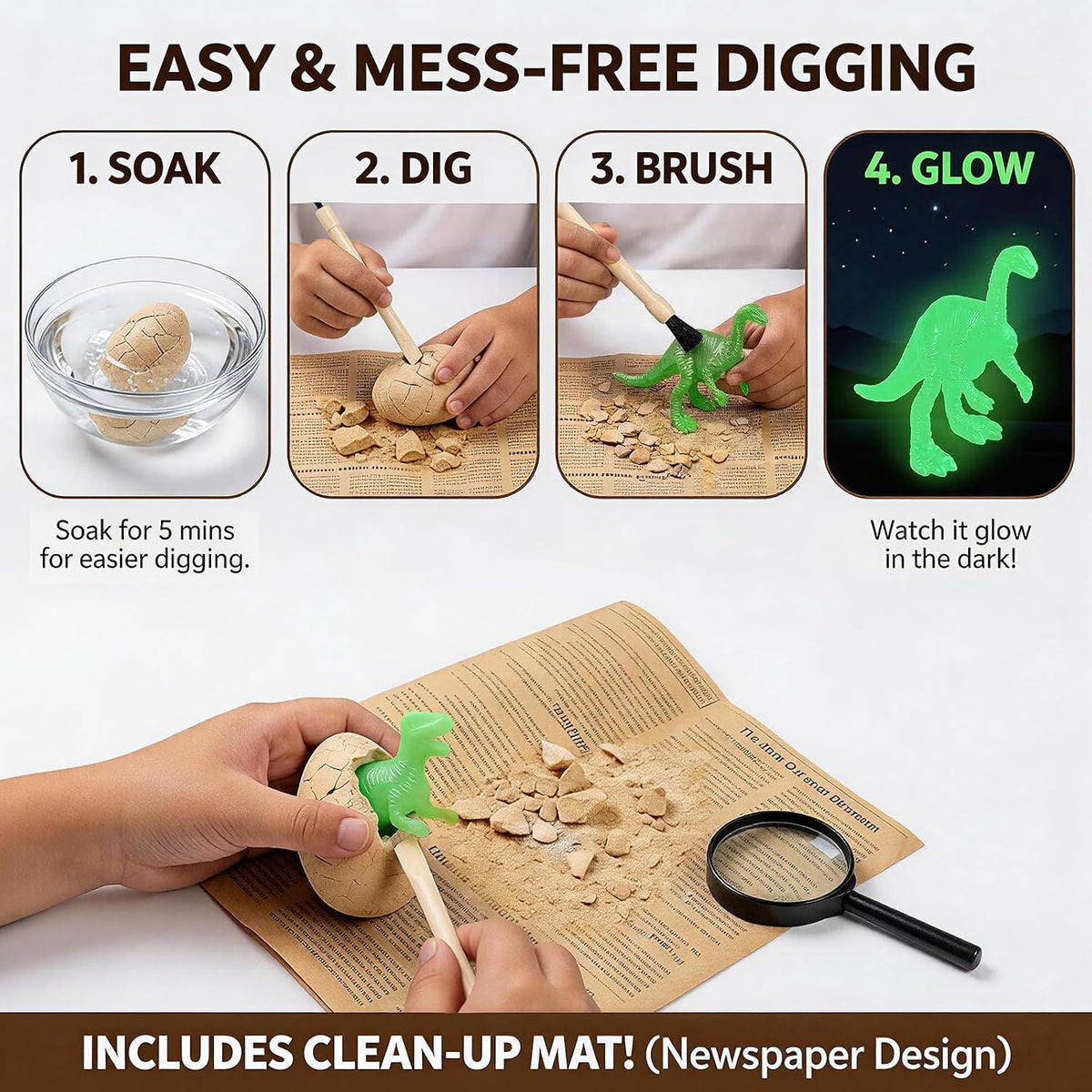 24 Dinosaur Eggs Dig Kit Toys for Kids - 24 Dinosaur Eggs(Glow in The Dark) - image 3