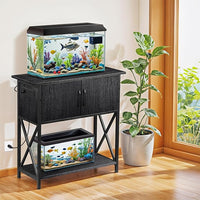 ZENY 20-29 Gallon Fish Tank Stand with Cabinet for Fish Tank Accessories Storage, Metal Double Aquarium Stand, 30.71''L x 12.6''W Tabletop, 330LBS Capacity