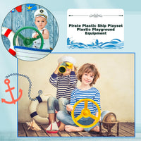 Haconba plastic pirate ship steering wheels for playsets in blue and red with mounting hardware - view 22