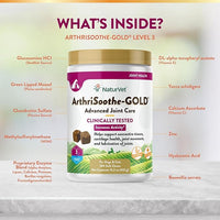 NaturVet ArthriSoothe-Gold Level 3 Advanced Joint Care for Dogs – Soft Chew Dog Supplement with Glucosamine, MSM, Chondroitin & Hyaluronic Acid – Wheat-Free Pet Supplements – 180 Ct.