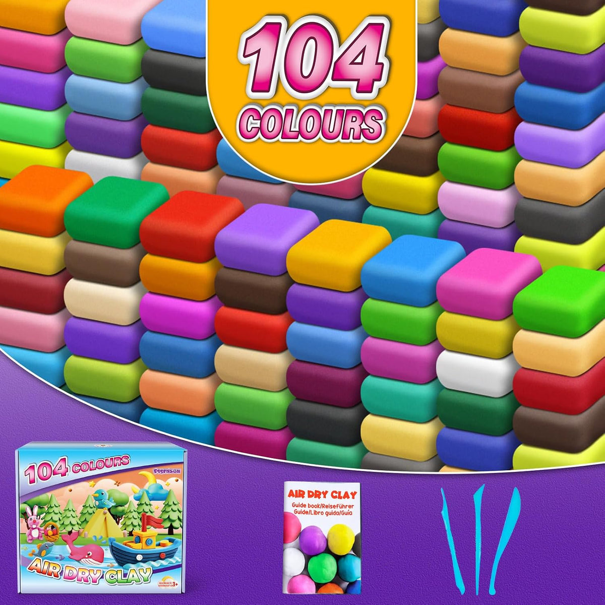 ESSENSON Air Dry Clay 150 Colors, Modeling Clay for Kids – Fun for Kids & Family - 104 Colors - image 2