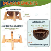 Raised Dog Bowl for Small Dog - Elevated, Ants-Off Stand, Real Coco Bowl, Height 5-inch, 33-oz Dish Capacity - Coconut/Bamboo Natural Calming Effect