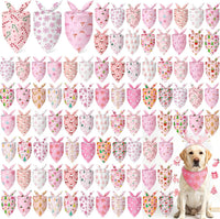 Abbylike 100 Pcs Fall Thanksgiving Dog Bandanas Bulk - Pink Christmas / 31.5 x 21.7 x 21.7 Inch