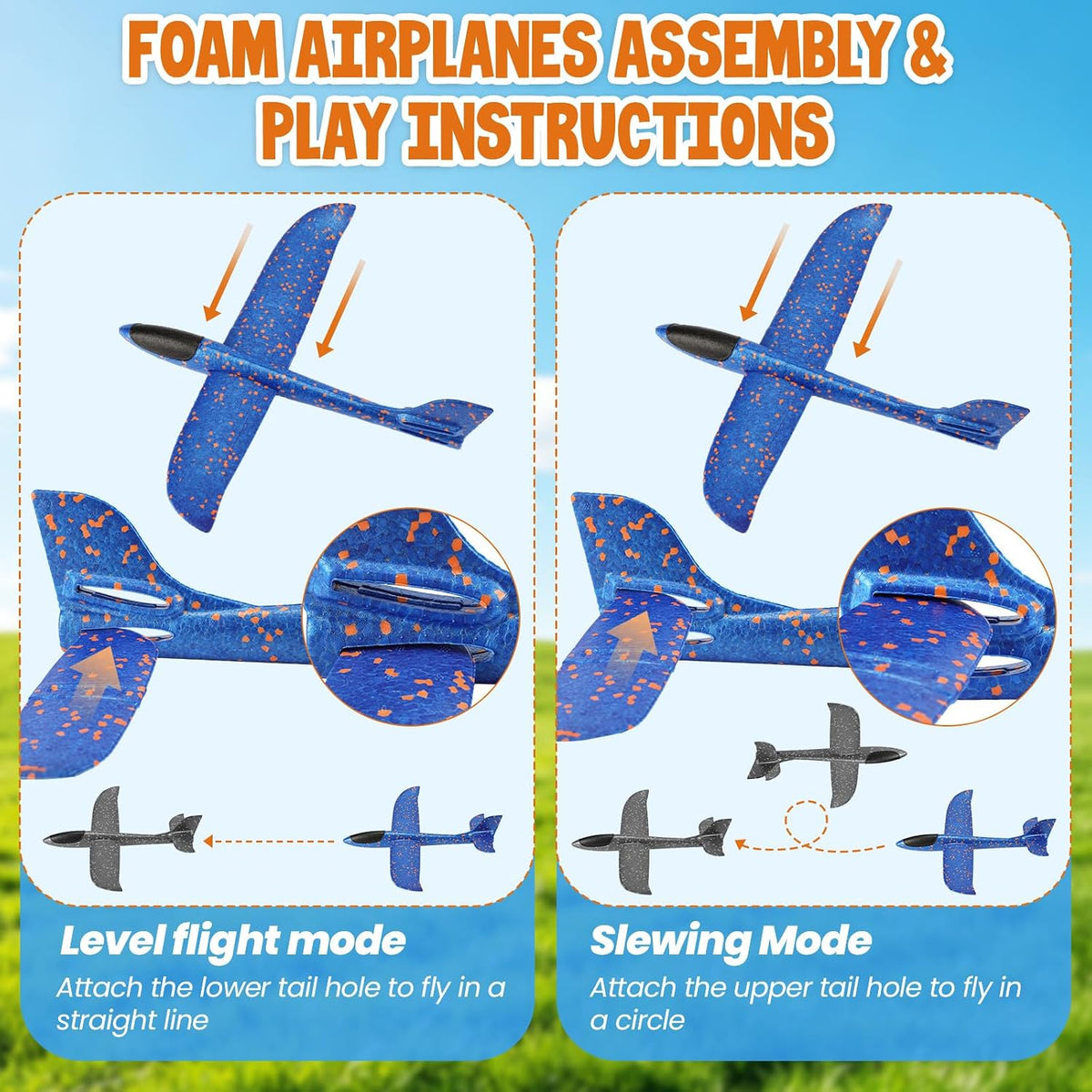 VCOSTORE 2 Pack Foam Airplanes for Kids - 2 Airplanes(large) - image 2