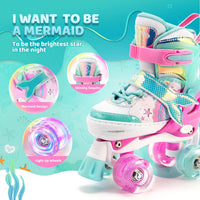 NEMONE Mermaid Adjustable Light up Roller Skates for Girls Boys – Fun for Kids & Family - C- Reef Mermaid / Large - Youth - image 3