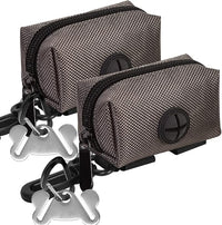 Dog Waste Bag Dispenser Pet Poop Bags Holder for Doggie Waste Bags Dispensers Soft Fabric Zipper Small Doggy Puppy Pouch for Leash Accessory Attachment with Carrier,2PC Grey