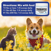 Probiotics for Dogs and Cats - Vet Formulated Made in USA Pet Prebiotic & Enzyme Powder for Digestive, Gut & Immune Health - 200 Servings (50 g)