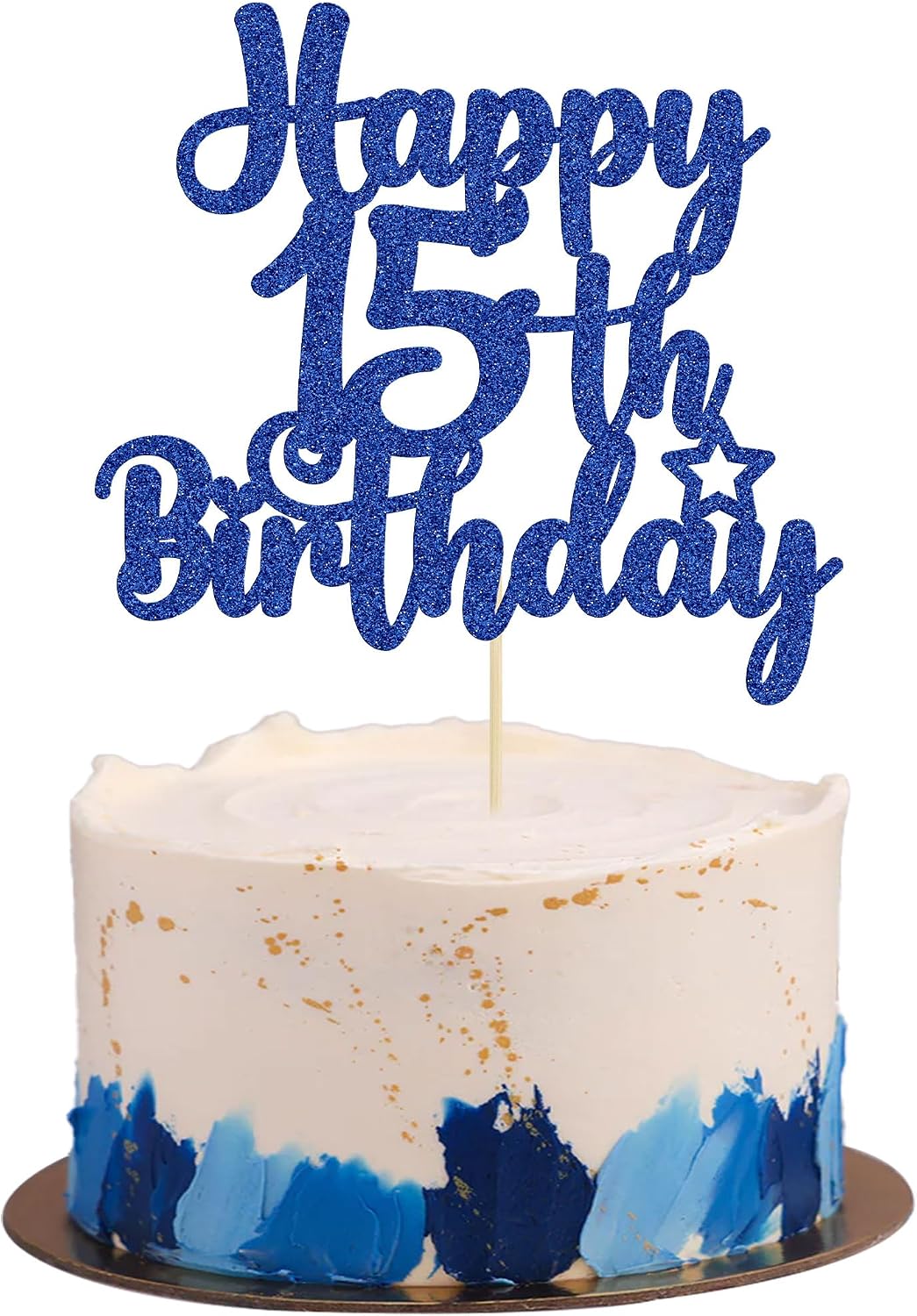 Gyufise 1Pc Happy 80th Birthday Cake Topper Glitter Cheers to 80 - 15th / Blue