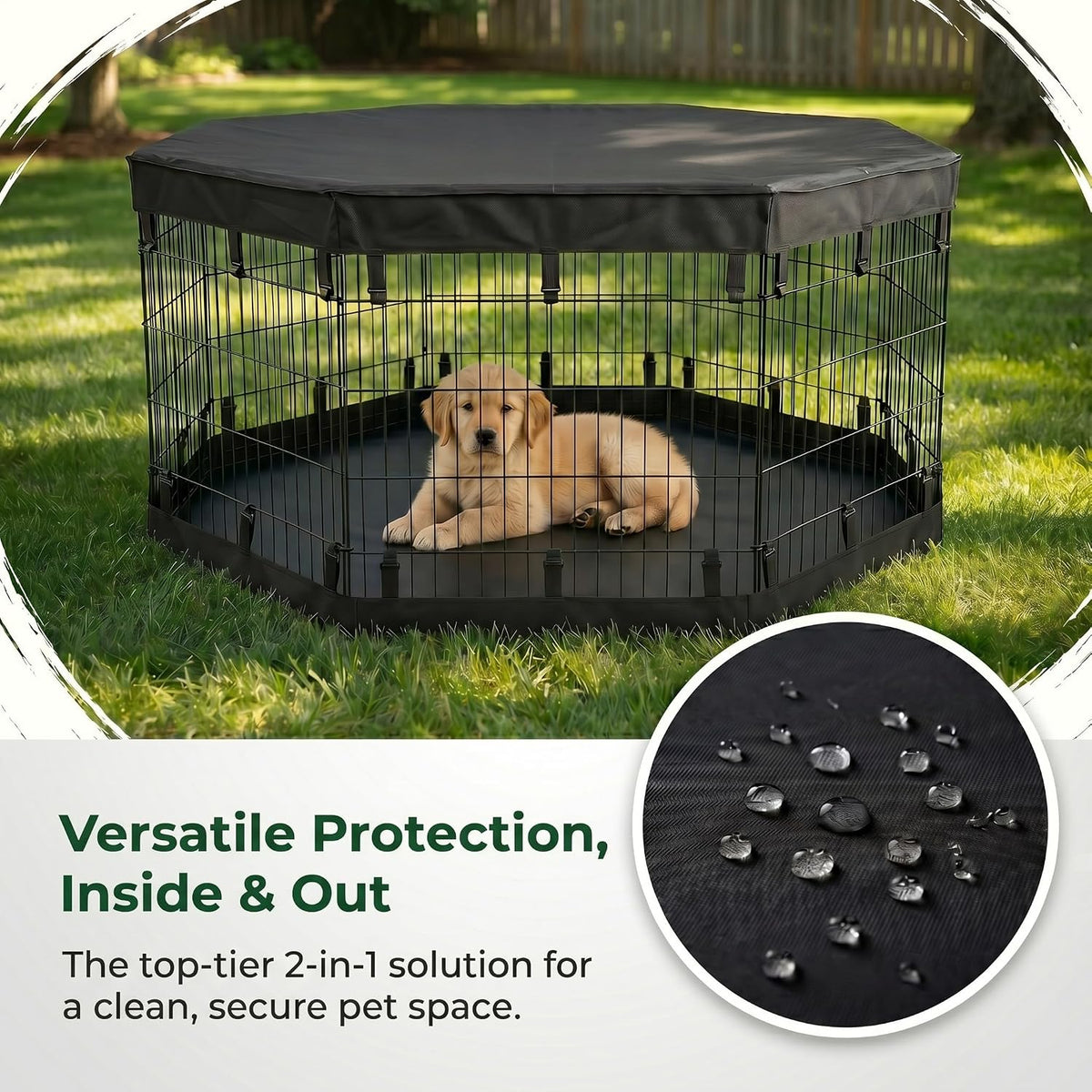 Puppy Playpen with Bottom Pad and Door, 8 Panels 24" H - Black / No Pen: 00-Inch High / Only Bottom Pad - image 4