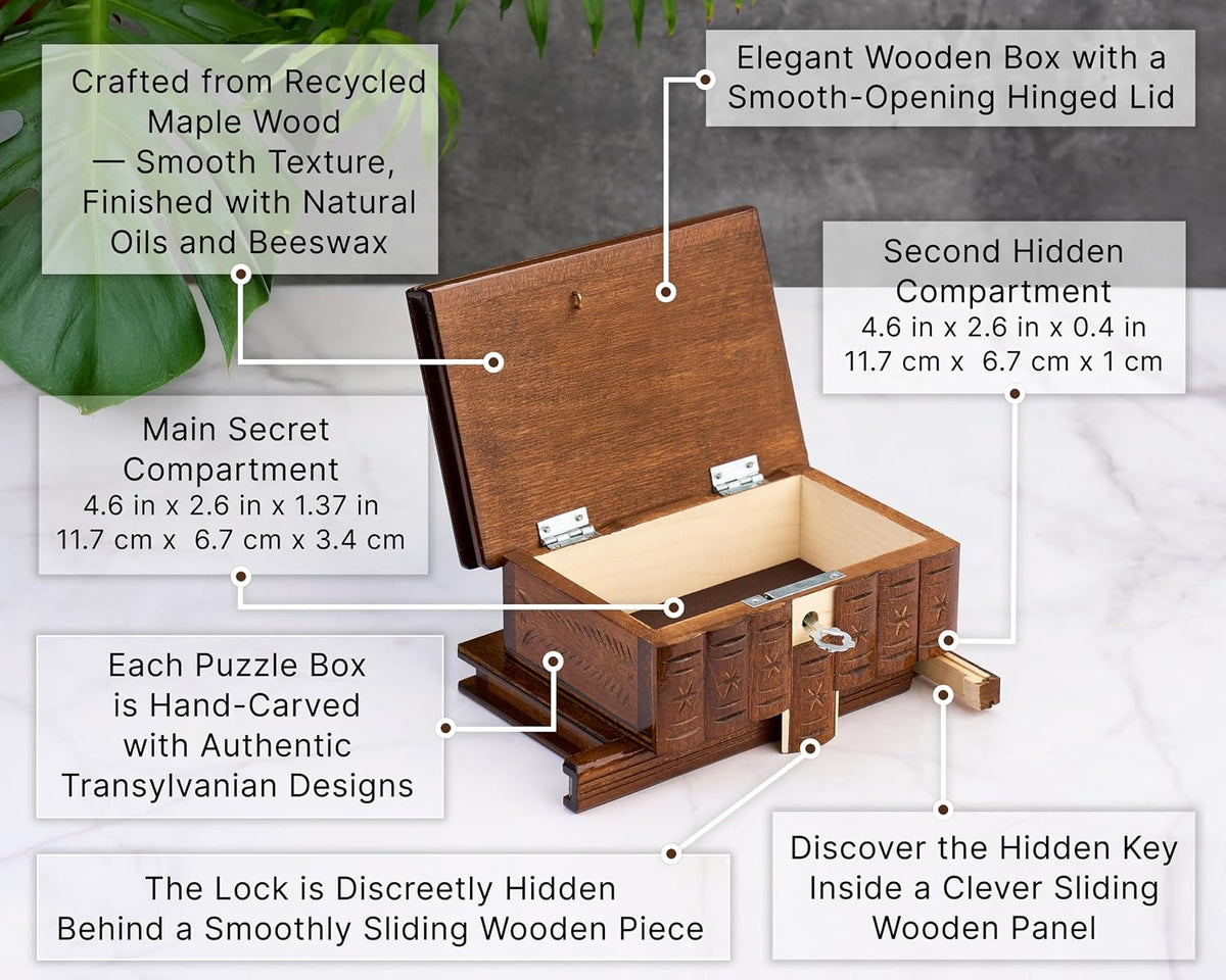 Puzzle Box with Hidden Compartments, Secret Lock and Key – Fun for Kids & Family - image 2