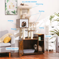 Hey-brother Cat Tree Tower - XL (28.4"×17.7"×61.0") / Rustic Brown - image 2