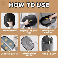 2025 Upgraded Pet Hair Removal Glove |Double-Sided – Reusable Grooming & Bathing Glove for Dogs and Cats |Soft Silcone Touch |Easy Deshedding and Cleaning Mitt (Black, 2 PCS)