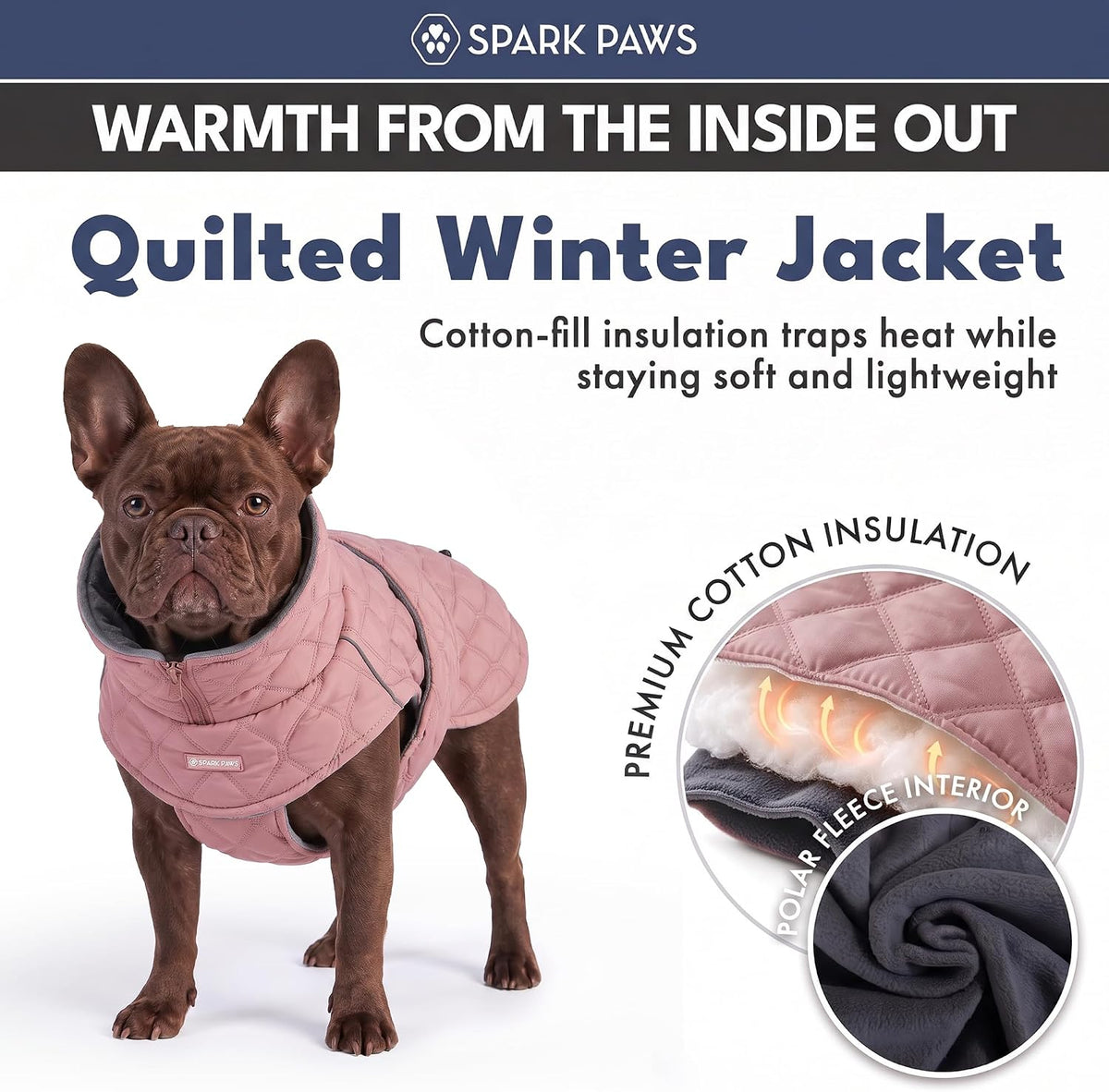 Spark Paws Quilted Dog Winter Coat - Pink / Large - image 4