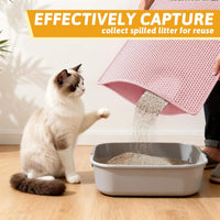 Pieviev Cat Litter Mat, Double-Layer Waterproof Litter Trap - Pink / 30x24 Inch - image 3
