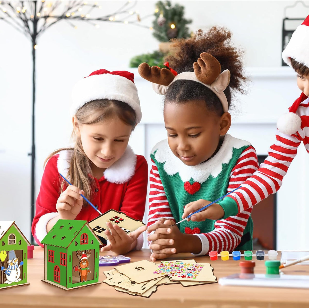 Fennoral 7 pack wooden 3D pumpkin house craft kit for kids Halloween decorating - view 18