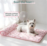 PUMYPOREITY Cooling Dog Bed, Pet Cooling Mat with Pillow - Large / Pink - image 4
