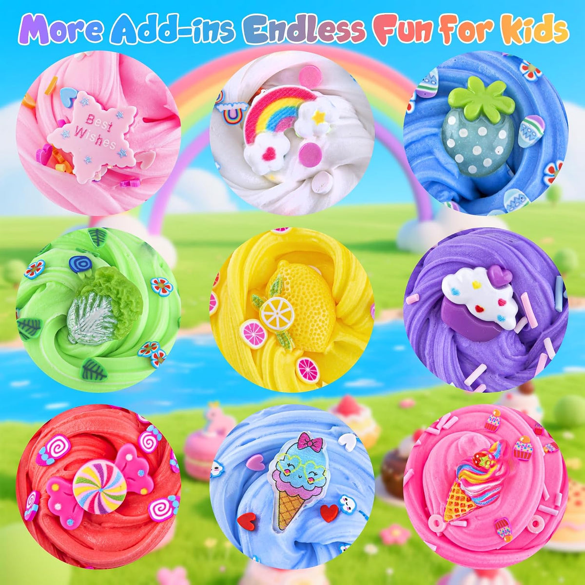 LAWOHO 18 pack butter slime kit for girls with slime add-ins and charms - view 14