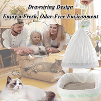 Suhaco Cat Litter Box Liners, Litter Pan Disposable Bags 2 Mil Thickened Cat Litter Liners with Drawstring Weekly 14 Large Pack Litter Bags for Easy Cleaning (L (Pack of 14))