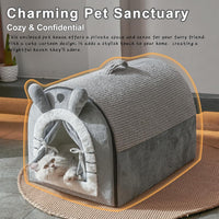 Small Dog House Indoor, Cat House with Door Curtain Design - Small(14"*12.4"*11") - image 3