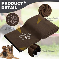 Chumia 4 Pack Dog Towels for Drying Large Microfiber Grooming Tools Absorbent Soft Bath Supplies with Embroidered Paw for Small Medium Pet Products (30 x 50 Inch,Blue,Black,Gray,Brown)