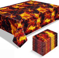 Tiamon fire flame lava tablecloth with volcano print, 54 x 108 inches