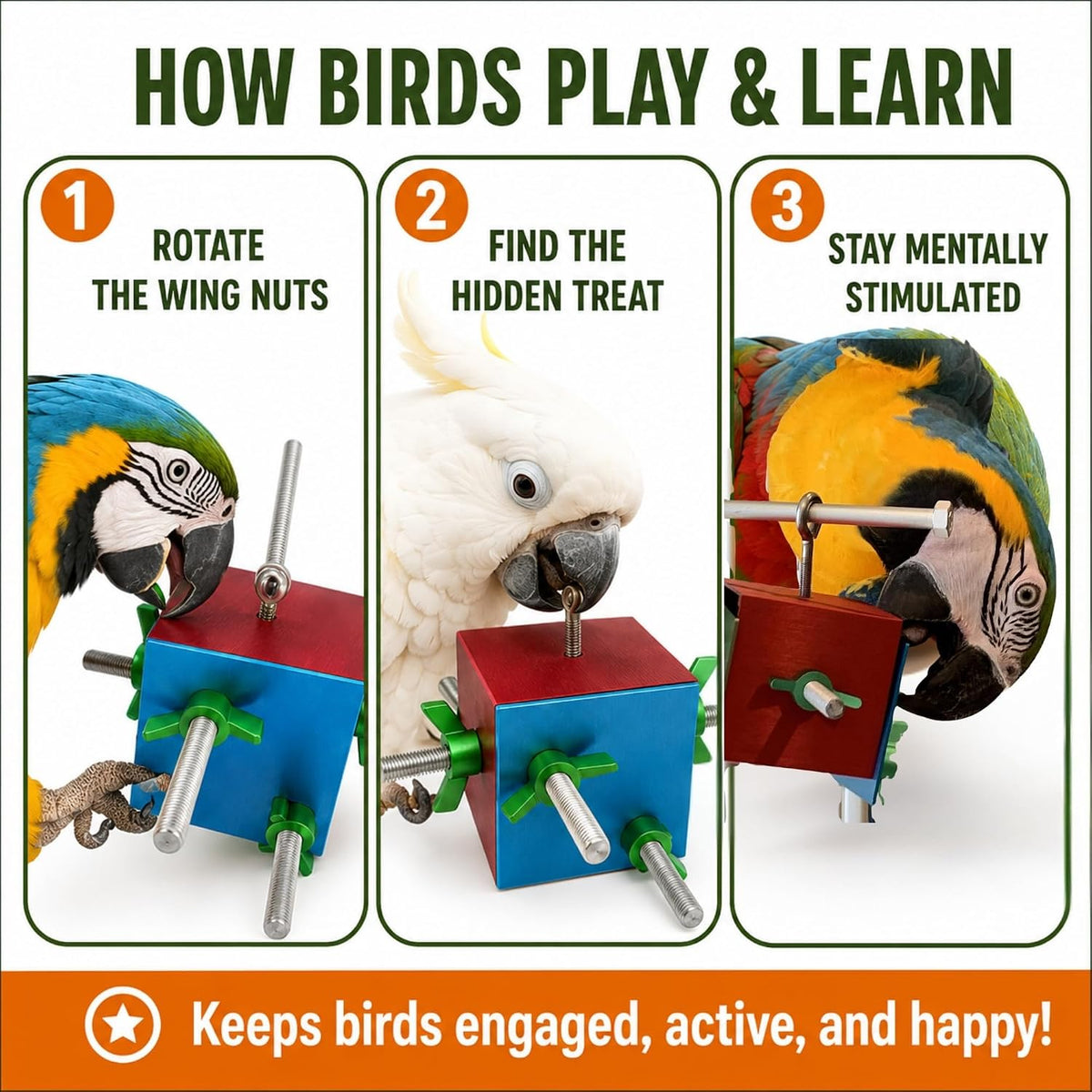 Bird Toys for Large Birds Stainless Steel Bird Toy with Traveling - Box - image 3