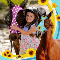 Frienda 4 Pieces Horse Fly Masks with Ears Face Covering UV Protection from Insect Pests Elasticity Smooth Comfortable Mesh Horse Mask Accessories(Flower,Large)