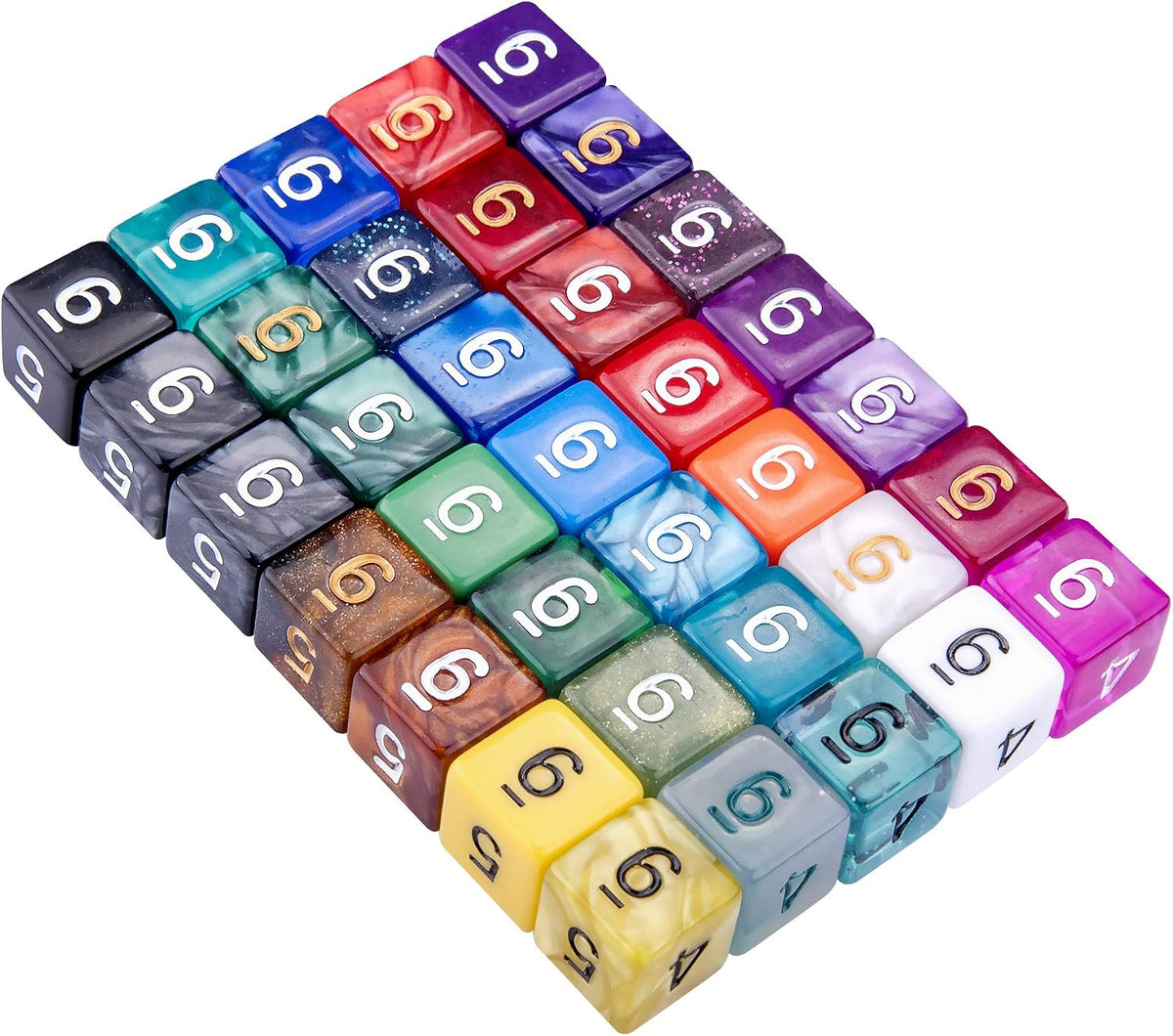 AUSTOR 35 Pieces 20 Sided Dice Polyhedral Dice Set Mixed Color Game - 6 Sideds - image 2