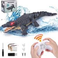 GearRoot remote control crocodile boat toy with glowing eyes swimming in a pool - view 2