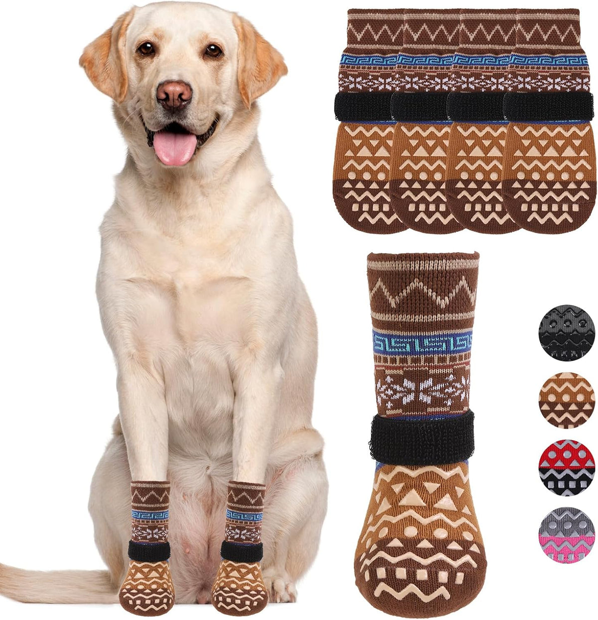 Dog Socks Shoes for Hot Pavement - Brown / X-Large(4 Pack)