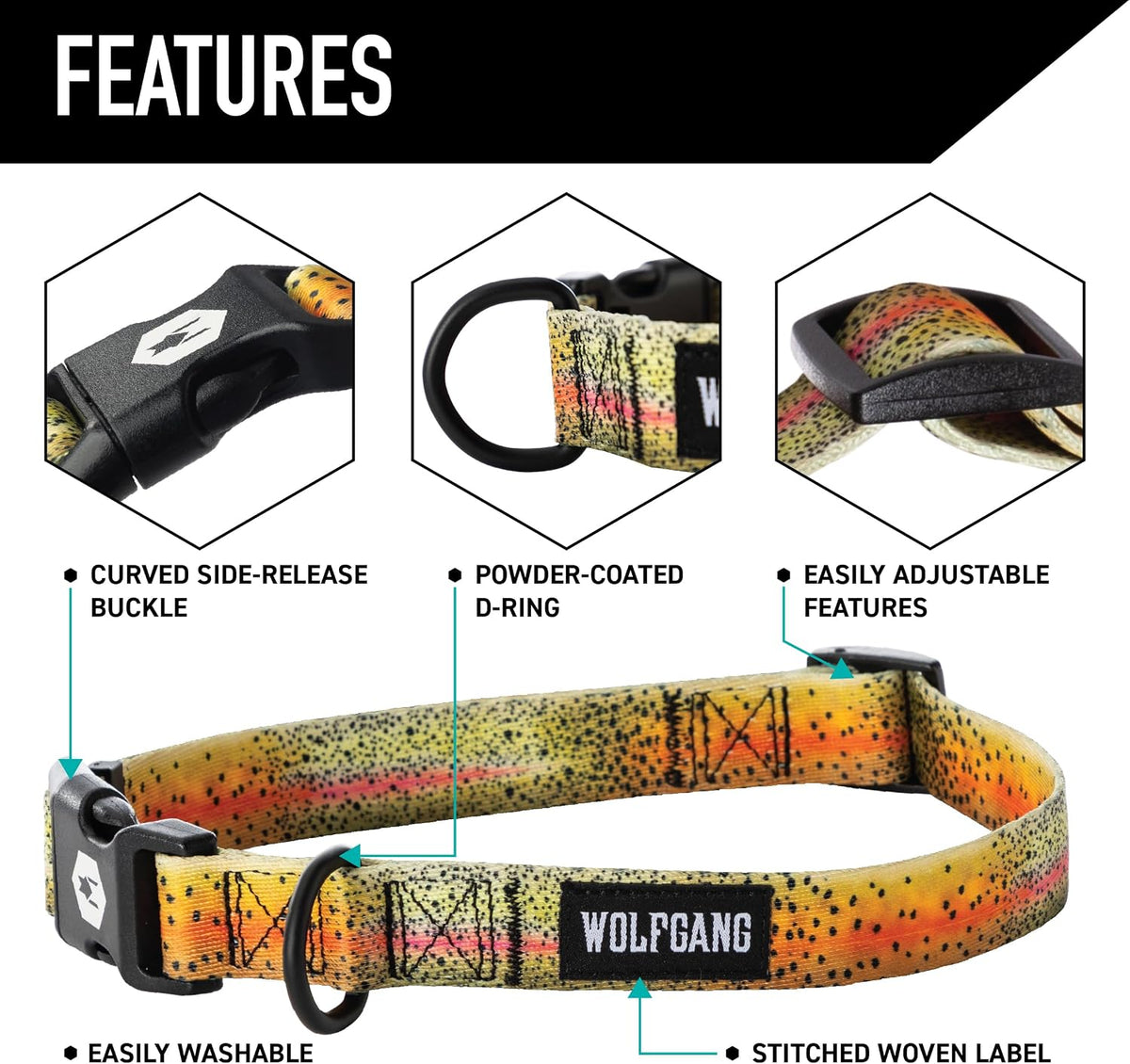 Wolfgang Heavy Duty Martingale Dog Collar with Quick Release Nylon - CutBow Print / Medium (1 Inch x 14-18 Inch) - image 3