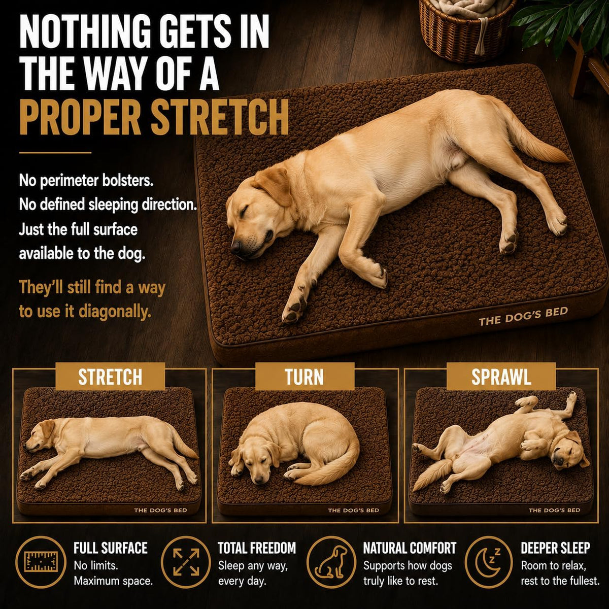 The Dog’s Bed Orthopedic Memory Foam Dog Bed - Brown Plush / Large Beds (6" deep) - image 3