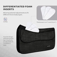 Tackmore Western Saddle Pad Adjustable with Side Pockets and Foam Inserts Shock-Absorbing Riding Pad