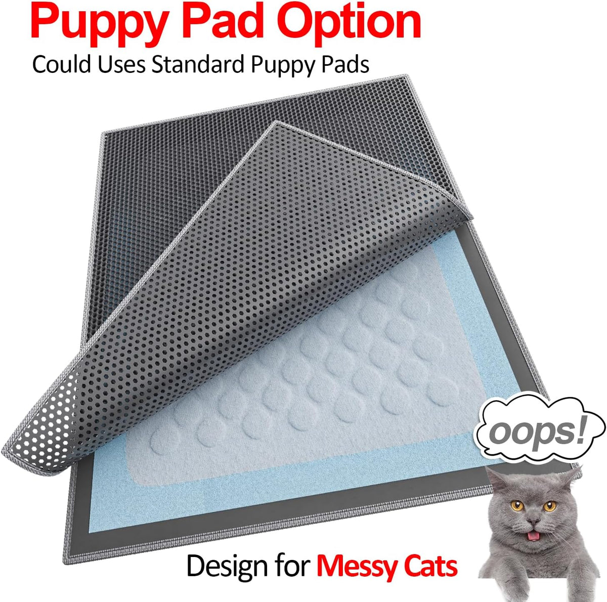 Waretary Cat Litter Mat, 36"x30", Waterproof, Scatter Control - Grey / 47"x 36" - image 3