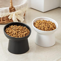 Ceramic Raised Cat Bowls, Elevated Tilted Cat Food and Water Bowls Set, Porcelain Stress Free Pet Feeder Dish for Cats and Small Dogs, Dishwasher and Microwave Safe, Set of 2(Black)