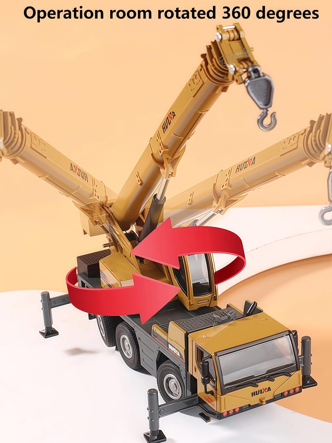 Gemini&Genius 1/50 scale die-cast crane truck toy with rotating cab and raised boom - view 3