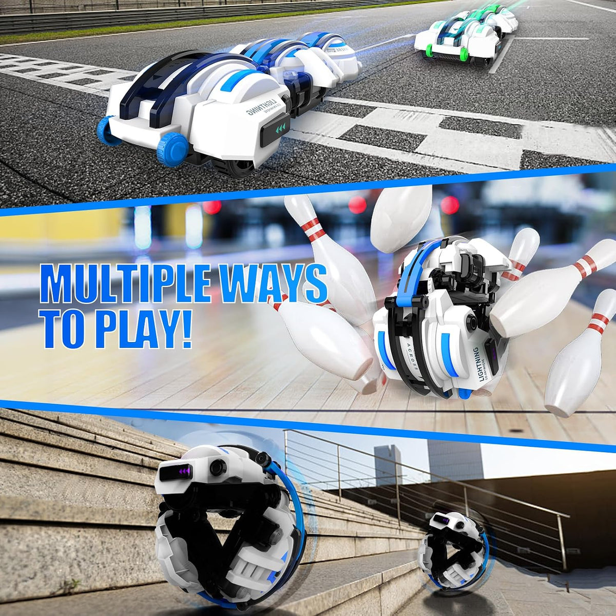 BAZADER 360° Stunt Remote Control Car with LED Lights – Fun for Kids & Family - Blue - image 4